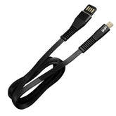 Cable Usb Ghia Tipo Lightning Plano Reversible Color Negro De 1 Metro